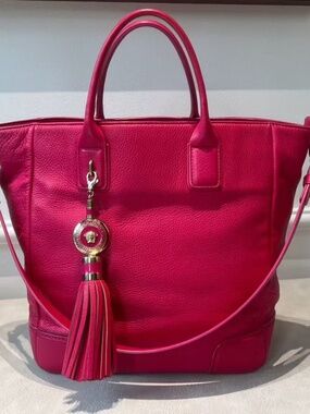 N16 Pre-Owned Versace Rose Pink Leather Tote Bag 24CM
